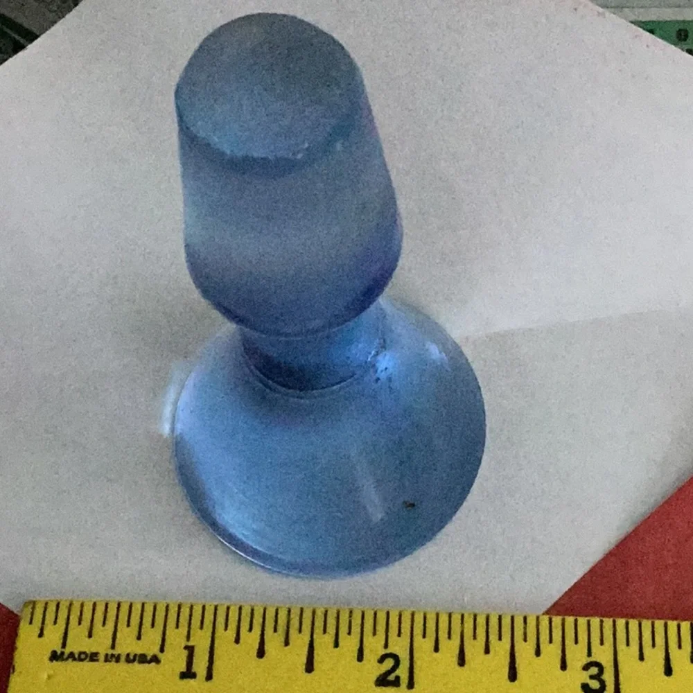 Vintage CRYSTAL Large Blue Bottle Stopper Art Glass Decanter  VNPLVC